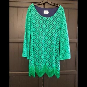 Judith March Crochet Fringe Bottom Dress 🍀